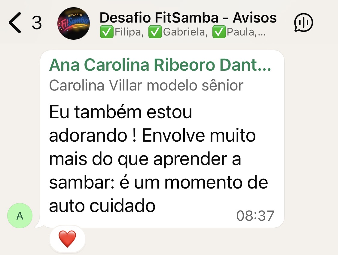 Print: Ana Carolina — Envolve muito mais do que aprender a sambar, é auto cuidado.