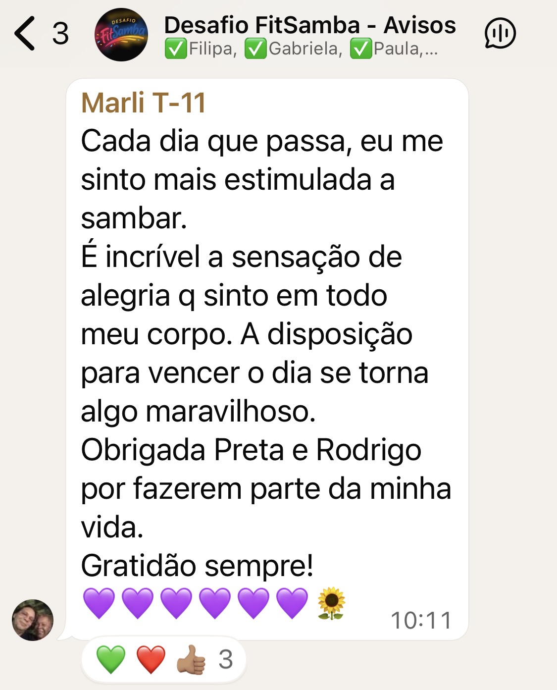 Print comunidade: Marli T-11 — alegria e disposição no corpo todo.
